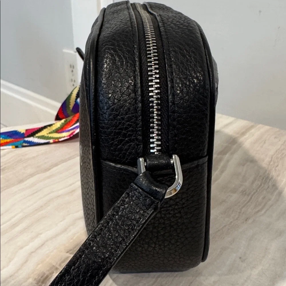 Kate Spade Bag Glitter On Mini Camera Black Pebbled Leather Crossbody